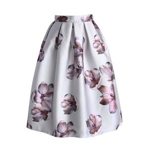 Peach blossom midi skirt in silver
